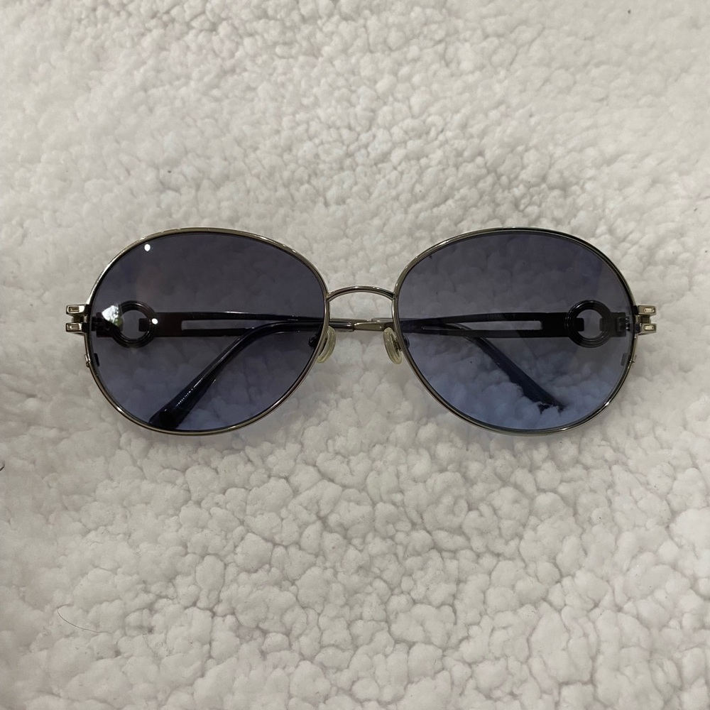 Judith Leiber Oval Sunglasses JL1571 Titanium Gunmetal Crystal accents
